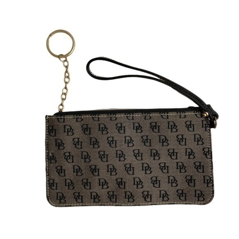 Dooney and Bourke black gray signature db wristlet bag